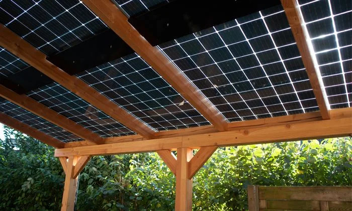 Onderkant van een solar veranda planten op de achtergrond