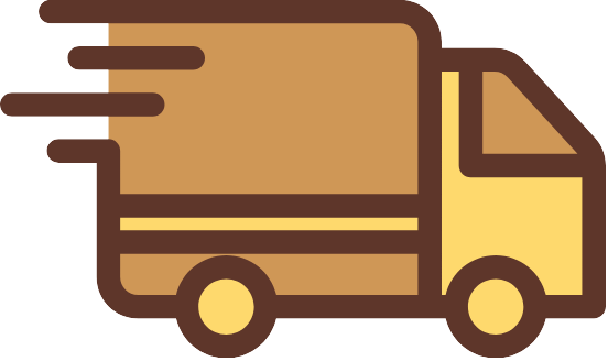 Bruin-gele vrachtauto