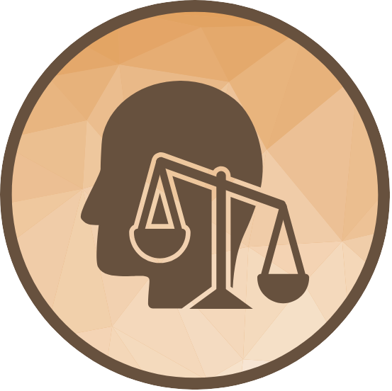 logo van een hoofd met een weegschaal op de voorgrond